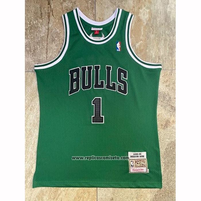 Camiseta Chicago Bulls Derrick Rose #1 Hardwood Classics Throwback 2008-09 Verde